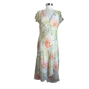 AGB Byer California Y2K 90s Floral Lightweight Midi Dress Vintage Size 10